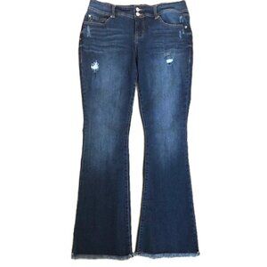 Torrid Flare Jeans Women’s 14W Dark Wash Stretch Distressed Raw Hem